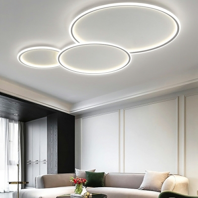 3 Light Flush Light Fixtures Minimalist Style Ring Shape Metal Ceiling Mounted Lights
