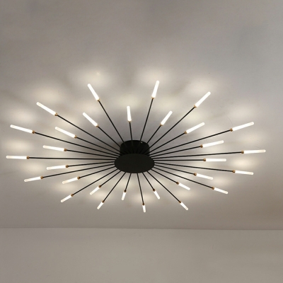 30-Light Flush Chandelier Minimalist Style Linear Shape Metal Ceiling Light