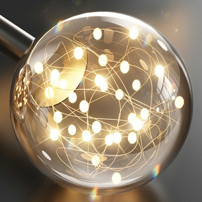 Contemporary Linear Island Chandelier Lights 2 Glass Ball Ceiling Pendant Light