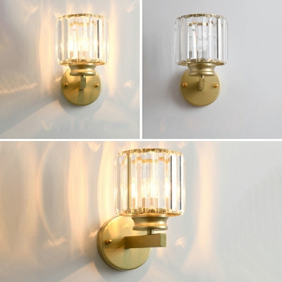 Crystal Wall Lamp Fixture Cylinder Modern Wall Mounted Lamps for Bedroom Bedside