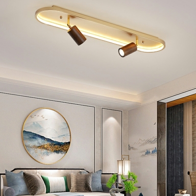 Flush Light Modern Style Wood Flush Mount Lamps for Living Room