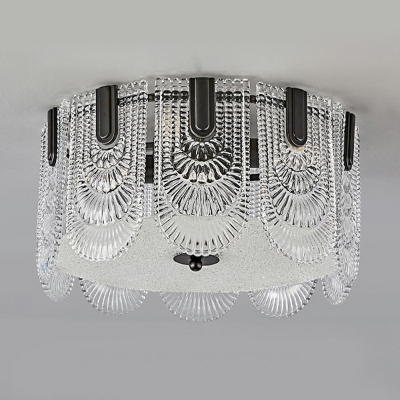 Modern Light Luxury Drum Shape Flush Mount Lights Glass Ceiling Lamp