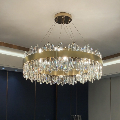 Modern Round Chandelier Lighting Fixtures Beveled K9 Crystal Chandelier Pendant Light