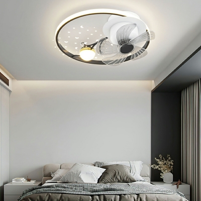 Modern Simple Ceiling Fan Light Nordic Creative Starry Sky Ceiling Mounted Fan Light