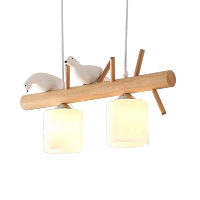 Nordic Creative Bird Decoration Island Lamp Modern Solid Wood Linear Chandelier