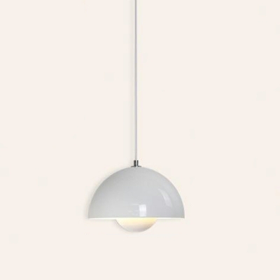 1 Light Hanging Ceiling Lights Modern Dome Shape Metal Pendant Lamps for Dining Room
