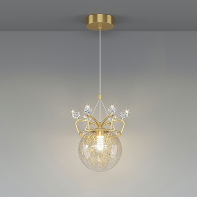 1-Light Suspension Light Contemporary Style Crown Shape Metal Hanging Lamp Kit