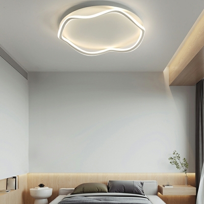 2-Light Flush Light Fixtures Minimalism Style Ring Shape Metal Ceiling Mounted Light