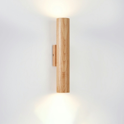 2-Light Sconce Lights Modernist Style Cylinder Shape Wood Wall Mounted Lamp