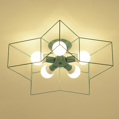 5-Light Flush Light Fixtures Contemporary Style Star Shape Metal Ceiling Mounted Lights
