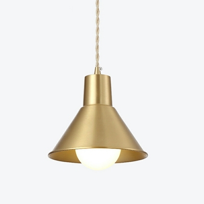 Metal Hanging Light Fixture Single Bulb Down Lighting in Bronze