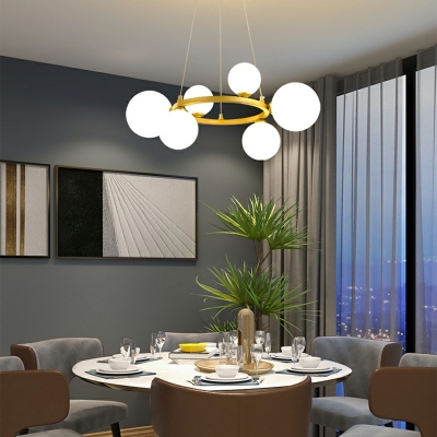 Wheel Glass Chandelier Lighting Fixtures Modern Suspension Light for Living Room