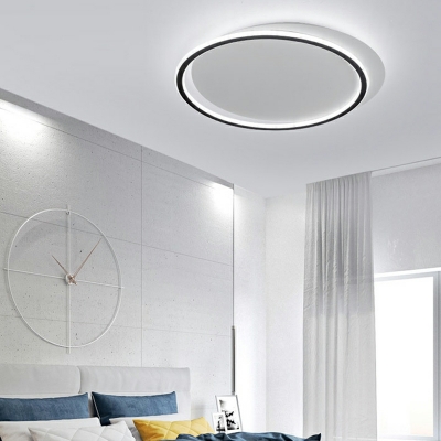 1-Light Flush Light Fixtures Contemporary Style Circle Shape Metal Ceiling Mounted Lights