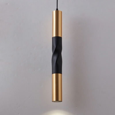 1-Light Hanging Ceiling Lights Modern Style Tube Shape Metal Pendant Lighting