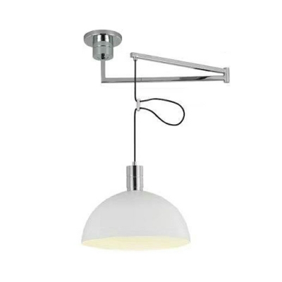 1 Light Hanging Ceiling Lights Simplistic Style Dome Shape Metal Movable Pendant Lamps