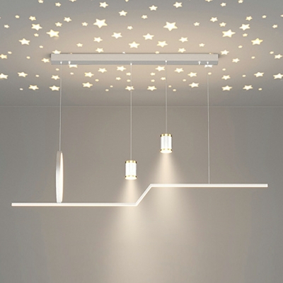 5-Light Ceiling Pendant Light Modern Style Linear Shape Metal Hanging Lamp Kit