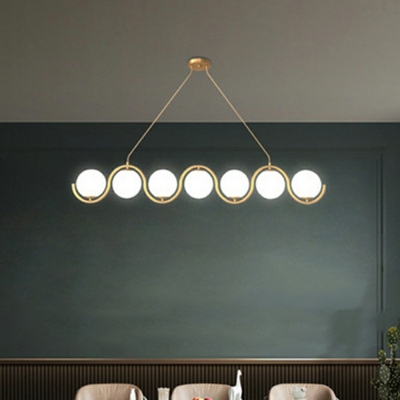7-Light Hanging Pendant Lights Industrial Style Sphere Shape Metal Island Ceiling Light