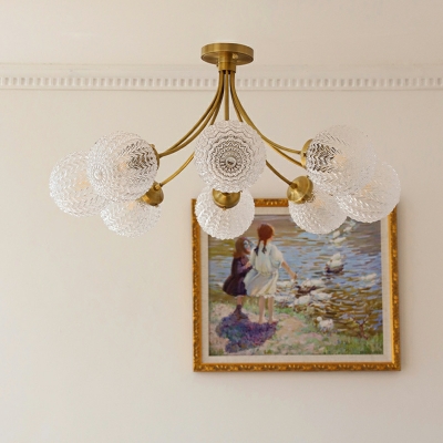 8-Light Flush Chandelier Traditional Style Globe Shape Metal Ceiling Light