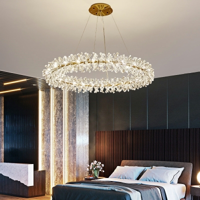 Crystal Wheel Chandelier Pendant Light Modern Suspension Light for Living Room