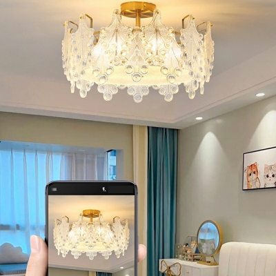 Flush Mount Ceiling Light Modern Style Glass Flush-Mount Light Fixture for Bedroom