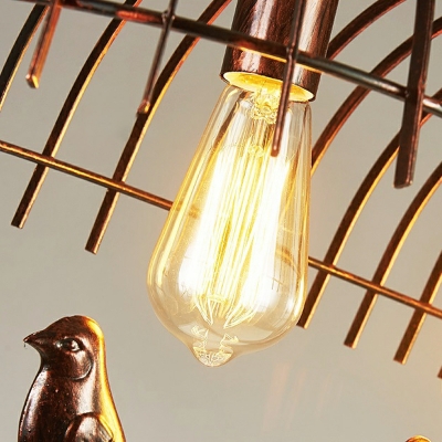 Industrial Style Island Light Retro Metal Bird Cage Hanging Lamp for Restaurant