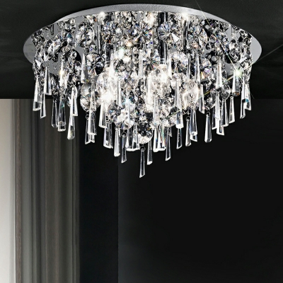 Modern Light Luxury Round Flush Light Crystal Ceiling Lamp for Living Room Master Room