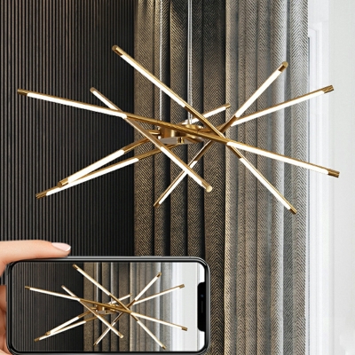 Nordic Light Luxury Metal Chandelier Modern Minimalist Line Chandelier for Living Room