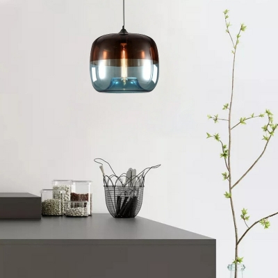 1-Light Ceiling Pendant Light Modern Style Dome Shape Glass Hanging Lamp Kit
