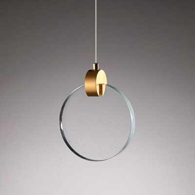 1 Light Hanging Lamp Modern Style Round Shape Crystal Pendant Lighting