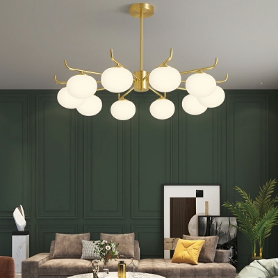10-Light Chandelier Lights Modernist Style Oval Shape Metal Hanging Ceiling Light