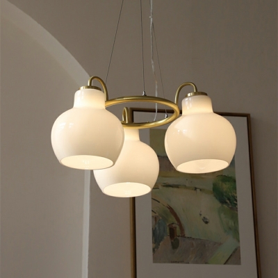 5-Light Chandelier Lights Modernist Style Ball Shape Wood Hanging Ceiling Light