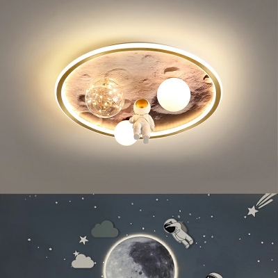 5-Light Flush Mount Lamp Kids Style Astronaut Shape Metal Ceiling Mounted Fixture