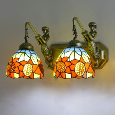 French Tiffany Wall Sconce Vintage Stained Glass Vanity Lights for Bathroom