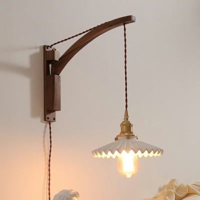 Medieval Vintage Walnut Wall Light Rotatable Living Room Bedroom Aisle Wall Lamp