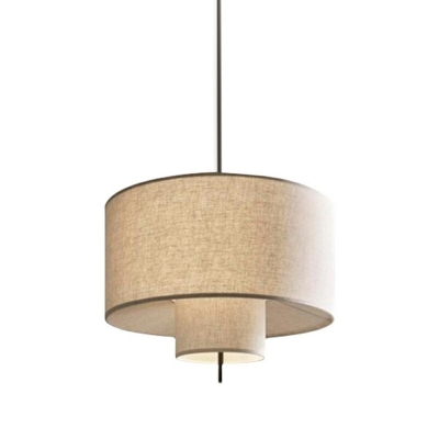 Modern Fabric Chandelier Drum Shade Hanging Light for Living Room Dining Room