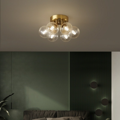 Modern Glass Flush Mount Ceiling Light Brass Bedroom Ceiling Light Fixtures