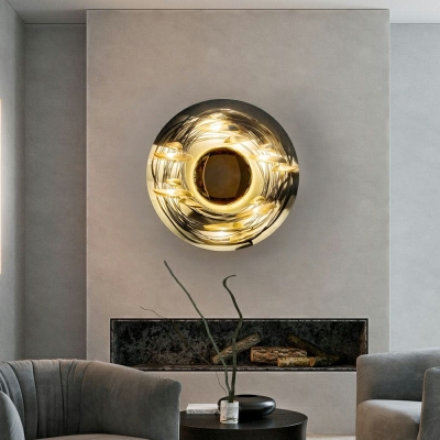 Round Sconce Lights Contemporary Style Metal Wall Mount Light for Living Room