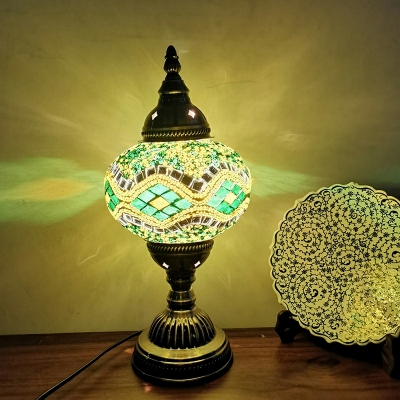 Yellow Table Lamp Single Bulb with Glass Shade Table Lighting