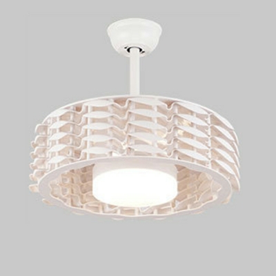 1-Light Ceiling Pendant Light Fan Minimalism Style Cage Shape Metal Hanging Lamp Kit
