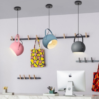 1-Light Hanging Ceiling Lights Modern Style Globe Shape Metal Pendant Lamps
