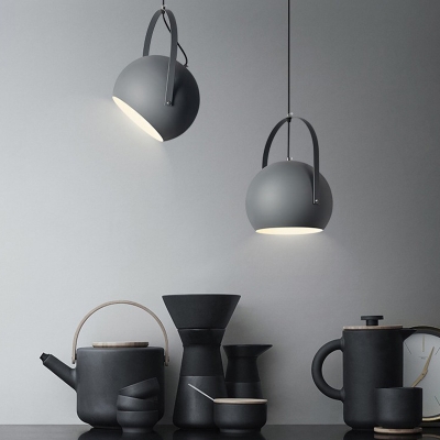 1-Light Hanging Ceiling Lights Modern Style Globe Shape Metal Pendant Lamps