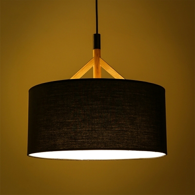 1-Light Pendant Lighting Modernist Style Cylinder Shape Fabric Hanging Ceiling Light