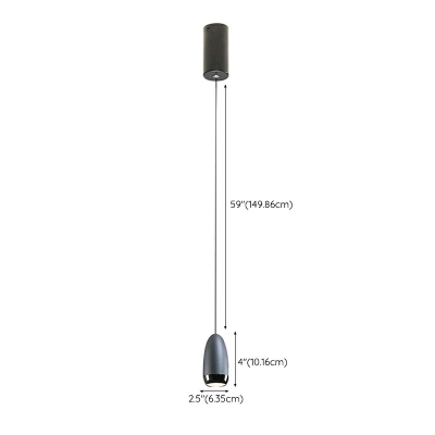 1-Light Suspension Pendant Modern Style Bullet Shape Metal Hanging Lights