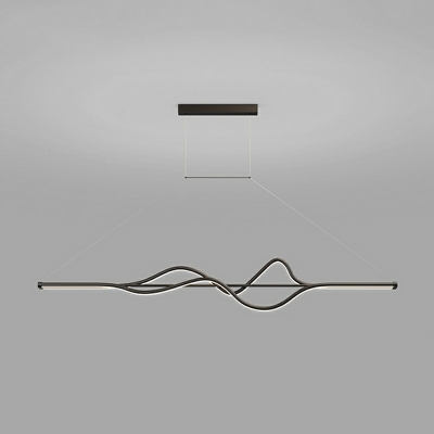 2-Light Pendant Lighting Simple Style Linear Shape Metal Hanging Ceiling Light