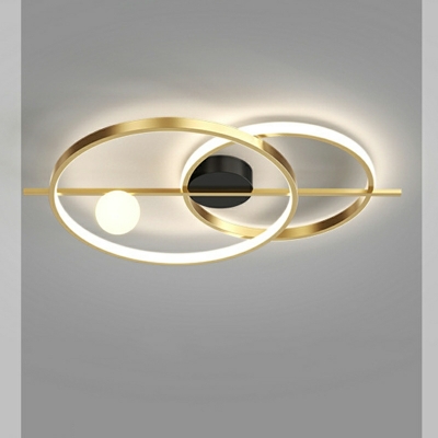 3-Light Flush Light Fixtures Contemporary Style Ring Shape Metal Ceiling Mounted Lights