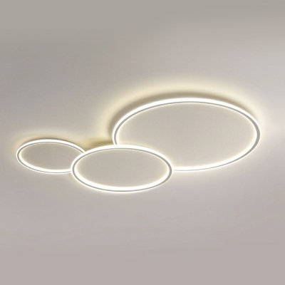 3 Light Flush Light Fixtures Minimalist Style Ring Shape Metal Ceiling Mounted Lights