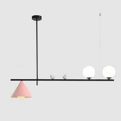 3-Light Pendant Lighting Fixtures Contemporary Style Sphere Shape Metal Hanging Island Lights