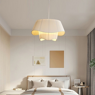 4-Light Chandelier Lights Modernist Style Geometric Shape Fabric Hanging Ceiling Light