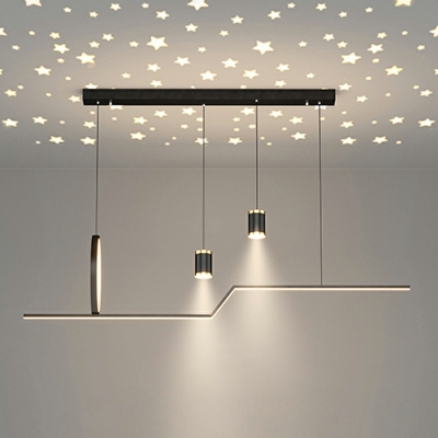 5-Light Ceiling Pendant Light Modern Style Linear Shape Metal Hanging Lamp Kit