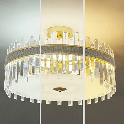 8-Light Semi Flush Light Fixtures Modern Style Drum Shape Metal Ceiling Mounted Lights